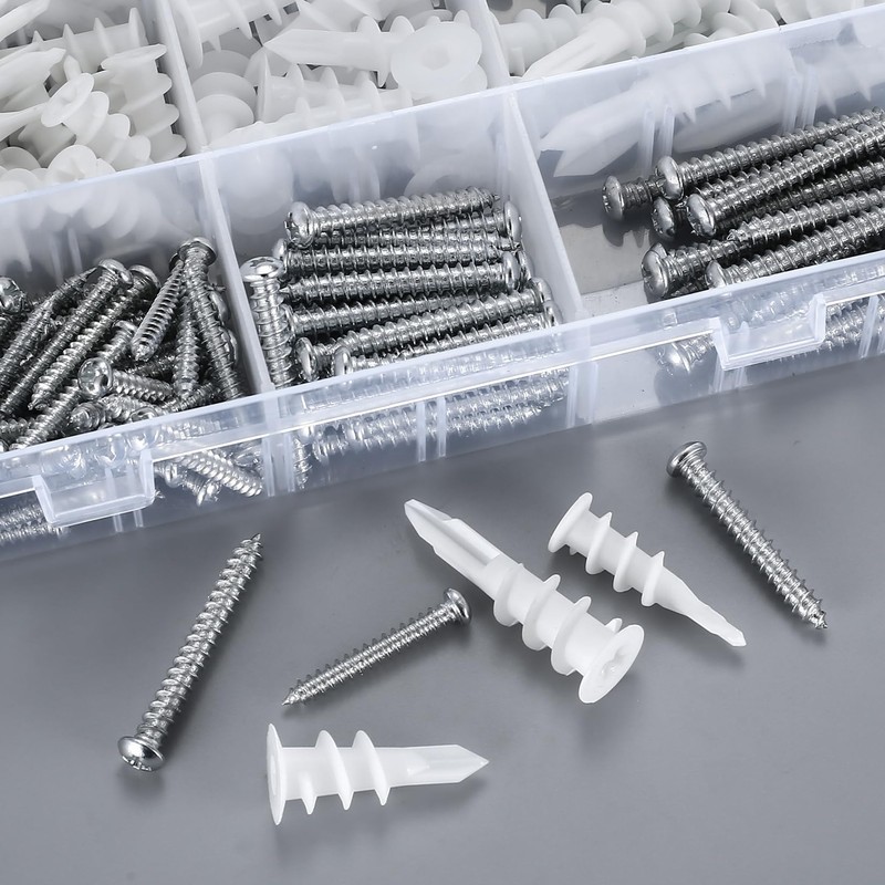 Pack of 220 Self-Drilling Plasterboard Dowels Set: 110 Insulation Dowels,