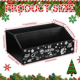 Soaoo Christmas Hot Cocoa Bar Wood Storage Box Hot Chocolate Decorative Box Double Layer Cute Wooden Storage Bins Hot Cocoa Bar Accessories for Home Xmas Holiday Gift Party Supplies (Black)