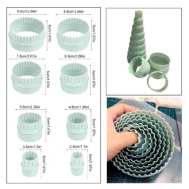 NentMent 8 Pack Round Cookie Cutters Dumpling Skin Press Cutter Double-Sided Blades Plain & Crinkled Edge Stamp Mold for Dumpling Wrapper Pastry Scone Fondant Biscuit Cooking Baking Tool (8 Sizes)