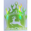 Yellow Chrome Oil Slick John Deere Flames Decal Sticker 5.25"