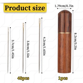 48Pcs Large Eye Sharp Needles, Self Threading Needles for Hand Sewing, Easy to Thread Big Eye Sewing Needles, Embroidery Needles Blind Needles in 3 Sizes 1.42/1.5/1.65 in for DIY Embroidery Sewing