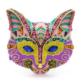 ulricar Cat Head Brooches Crystal Rhinestone Animal Women Party Brooch Pins Fashion Scarf Buckle Pin for Women, Multicolor