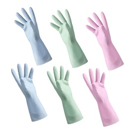 Mobestech 3 Pairs Rubber Gloves for Kitchen Cleaning of Dishwashing Gloves for Household Use Ergonomic Design Multipurpose for Laundry and Maintenance
