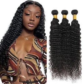 2 EC J 1B DP 303234 Inch Human Bundles Extension 8A Brazilian Deep Wave Bundles Human Hair 3 Bundles 300 g and Wavy Human Hair Weave Bundles Natural Black