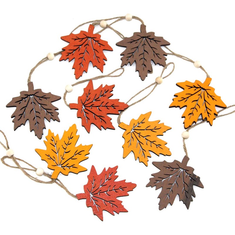 Set of 9 Pendant Leaf Autumn Decorative Wood Autumn Pendant
