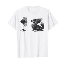 Funny Long haired Dachshund Dog with Fan Doxie Wiener Dog T-Shirt