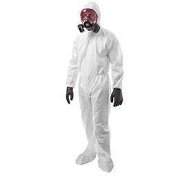 AMZ Medical Supply Hazmat Suits Disposable Small. Pack of 5 Disposable Coveralls. 60 gsm Microporous Protective Suits with Attached Hood, Boots, Zipper Front, Elastic Wrists. Painters Suit