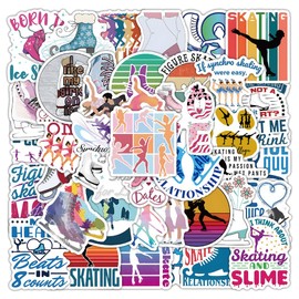 Figure Skating Graffiti Stickers for Teens Girls Children Motivate Gift Favors,60 PCS Skating Sports Cute Style Stickers for Water Bottle Skateboard Guitar Bicycle Phone,DIY Waterproof Decoration