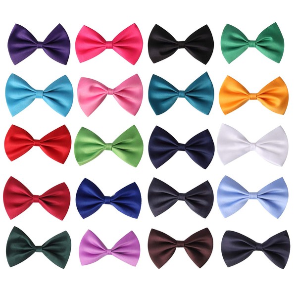 JIAKAI 20pcs Pre-tied Bow ties,Solid Color Adjustable Bow Tie Collection, For Kids And Boys（10 Mixed Color, 2 of each color）