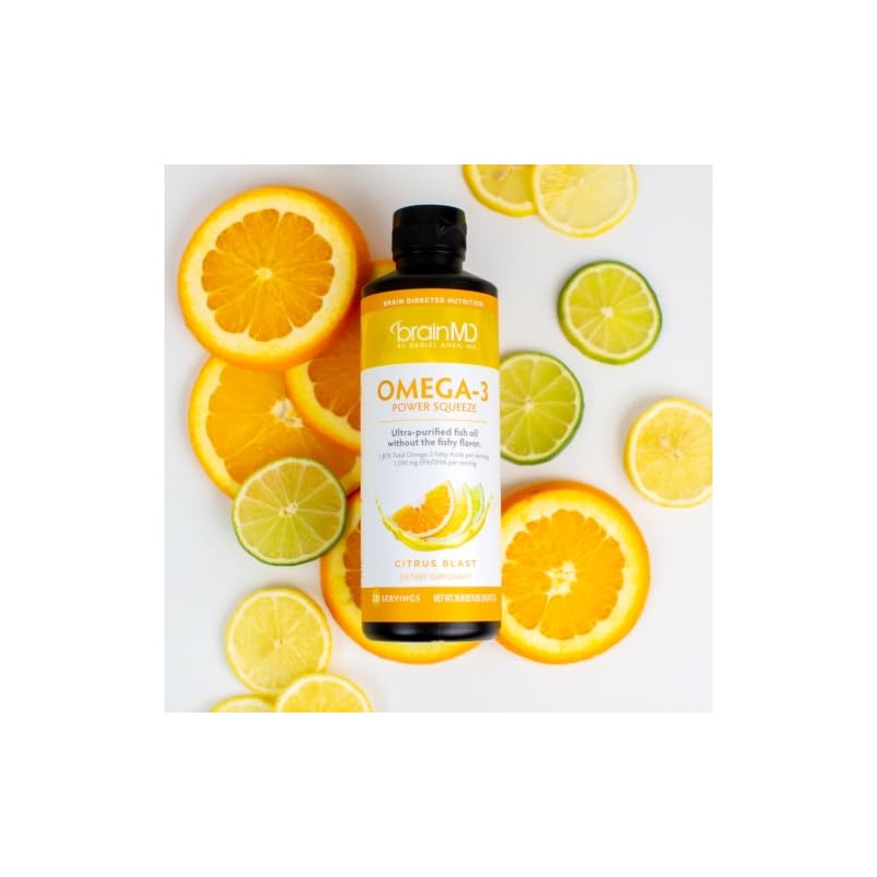 BRAINMD Dr Amen Omega-3 Power Squeeze, Citrus Blast - 16.8