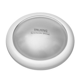 TFA Dostmann Talking Alarm Clock with Time Announcement TALK2, 60.2565, with Radio-Controlled Clock, Weekday/Date Announcement, Everyday Aid for the Blind, Visually Impaired, in German, Volume