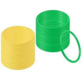 PATIKIL 4" Plastic Ring-Toss Rings for Bottles, 60 Pack Carnival Rings Plastic Hoops for Speed and Agility Practice Outdoor Party Favor, Yellow/Green