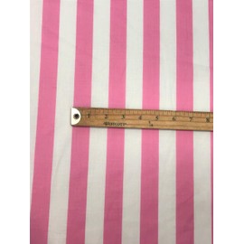 Sal Tex Fabrics, 1" Stripe Poly Cotton Fabric Print, Two Color Combination, Sells by The Yard, 60" Wide (Pink/White)