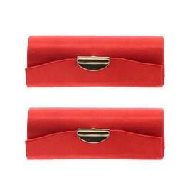 Motique Accessories Red Solid Satin Ladies Lipstick Case With Mirror Purse Holder Set of 2