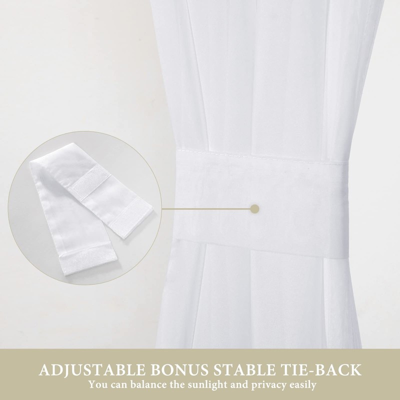 MIULEE Sidelight Sheer French Door Curtains 25 x 40 Inches