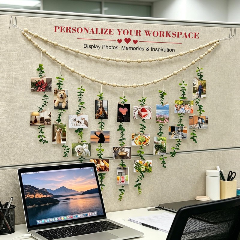 Fernlandia Boho Photo Display with Clips, 20-Clip Hanging Greenery Decor