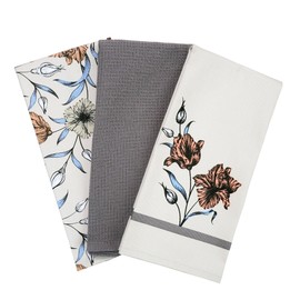 SiXsigma Sports Cotton Tea Towels, Pack of 3, Decorative Botanic Garden Design, 100% Cotton, Premium Quality Botanic Garden Kitchen Cooking Dish Linen Cooking BBQ