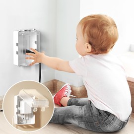 Eudemon EUDEMON 1 Pack Updated Baby Safety Electrical Outlet Cover Box Childproof Plug Cover - More Space for Large Plugs Easy to Install & Use (Transparent)
