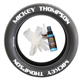 Tire Stickers Mickey Thompson - Permanent DIY Glue On White Tire Lettering Kit with Glue & 2oz Touch-Up Cleaner / 19-21 Inch Wheels / 1.00 Inches/White / 4 Pack