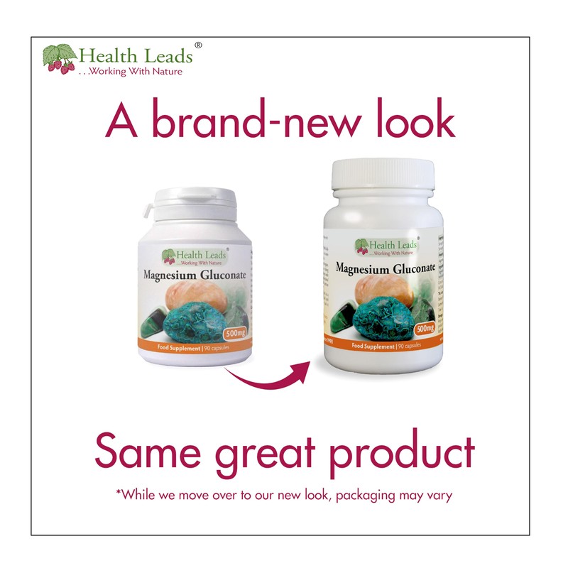 Magnesium Gluconate 500mg x 90 Capsules (100% Additive Free)