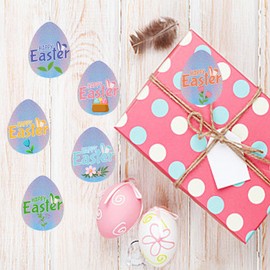 Happy Easter Sticker 2x1.5 Inch Easter Egg Sticker for Cards Envelope Seals,6 Designs,300 Pcs