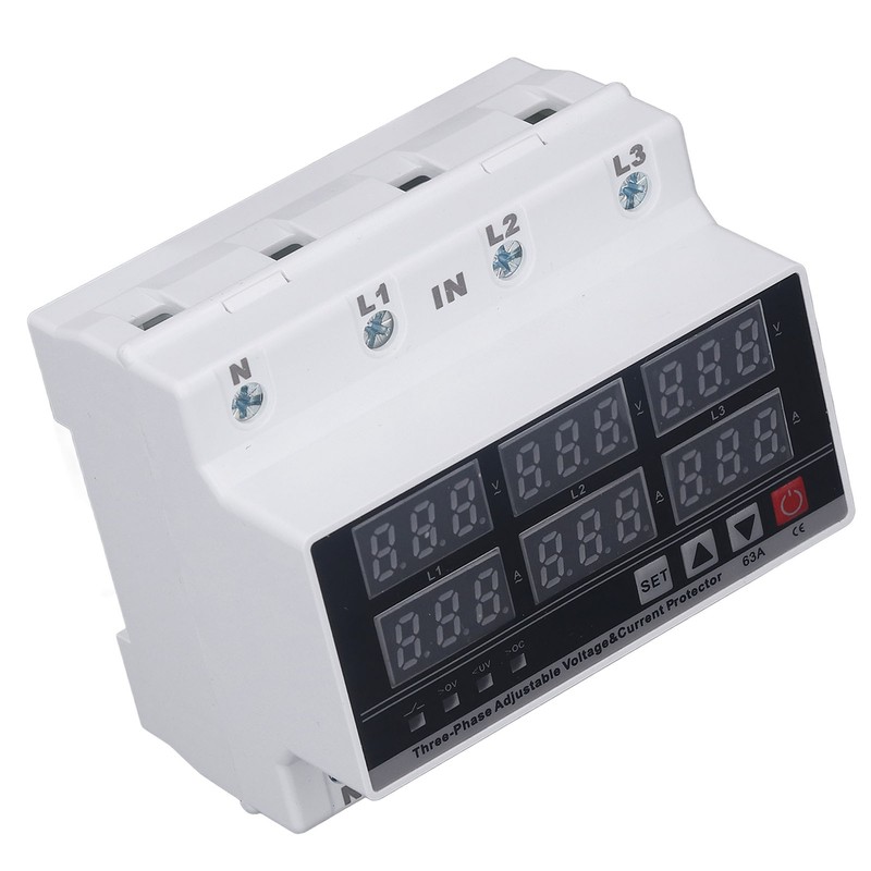 Under Over Voltage Protector 63A 3 Phase 4 Wire Adjustable