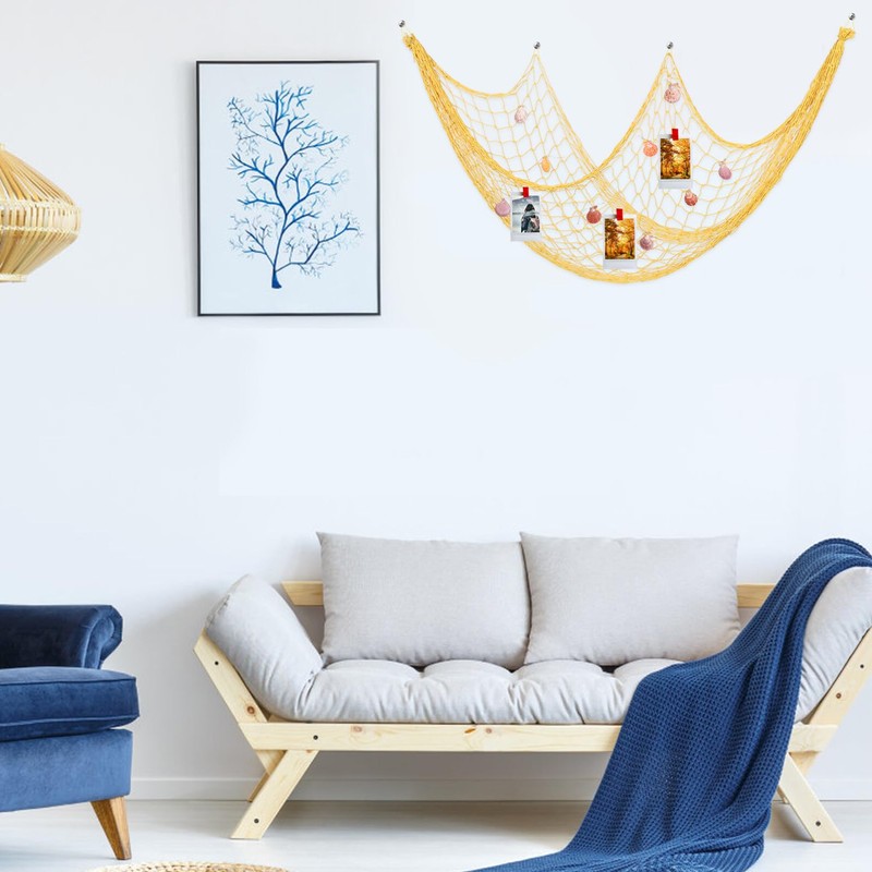 Ciieeo Fishing Net Decorative Wall Hanging Nautical Theme for Beach