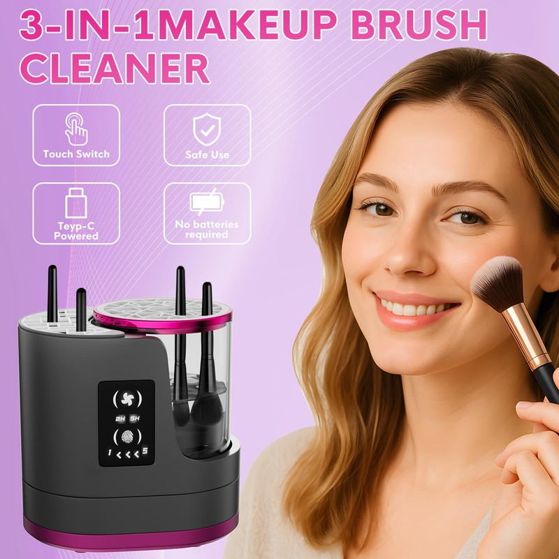 3 IN 1 Electric Makeup Brush Cleaner,Automatic Makeup Brush Cleaner