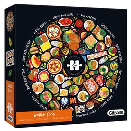 World Food Circular 500 Piece Jigsaw Puzzle | Round Jigsaw Puzzle | Jigsaw Puzzle for Foodies | Sustainable Puzzle for Adults | Premium 100% Recycled Board | Gibsons Games