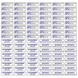 GFCI AFCI Protected Outlet Receptacle Plates Label Sticker Decal No Equipment Ground Blue Print On Clear remarking (96pcs 0.27" x 0.95")