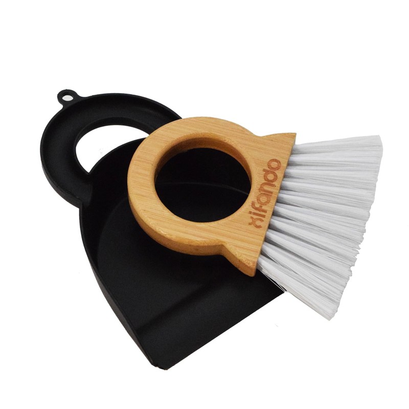Xifando Mini Broom and Dustpan for Housekeeping-Bamboo Handle Small Broom