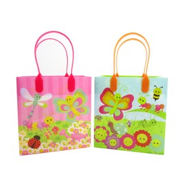 TINYMILLS Spring Party Favor Bags with Butterfly Flower Garden Design, 12 Pack for Birthdays and Easter