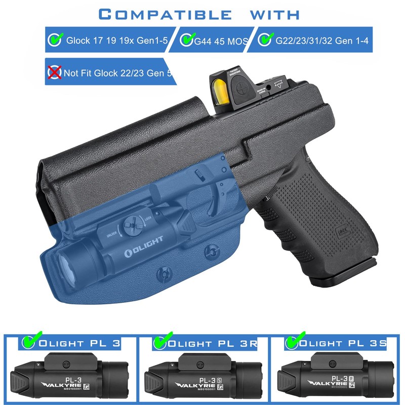IWB Kydex Holster for Glock 17 19 19x 22 23