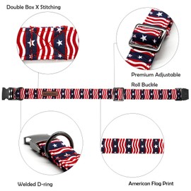 Lionheart glory American Flag Dog Collar, 4 of July Independence Dog Collar Heavy Duty Adjustable Patriotic Dog Collars for Medium Dogs Pet Gift Summer Collars