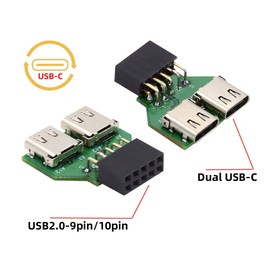 CY Adapter Dual Ports USB 3.1 Type C USB-C Female to USB 2.0 Motherboard 9pin 10pin Header Adapter PCBA 480Mbps