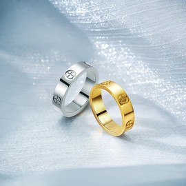 PDWZNBA Love Friendship Ring 18K Gold Silver Rose Plated Cubic Zirconia Stainless Steel Promise Ring Wedding Band Jewelry Birthday Gifts for Women