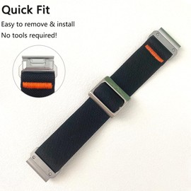 JIAMEER 22mm Quick Fit Elastic Nylon Watch Band for Garmin Fenix 8 47mm / Fenix 7 / Fenix 6 / Fenix 5/ Fenix E Band,Soft Stretchy Nylon Loop Strap for Epix Pro 47mm/Forerunner 955 (black)