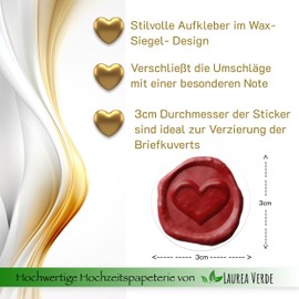 60 Envelope Stickers in Wax Seal Design for Invitations, Wedding, Valentine's Day or Love Letters