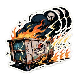 (3PCS) Skeleton Dumpster Fire Sticker – Funny Fire Stickers for Adults, Coworkers, Work Desk, Water Bottle – Waterproof Vinyl Meme Stickers, Dumpster Fire Gifts for Office,Kids,Bumper,Dark Humor Fans