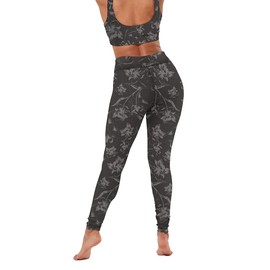 Pact Women's Go-to 7/8 Leggings, Organic Cotton No See Through Mid Rise Waisted Yoga Pants with Elastic Waistband, Vineyard Floral Raven