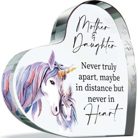 Heartfelt Gifts for Mum from Daughter - Never Truly Apart - Acrylic Heart Plaque Keepsake Gift for Mum, 100mm x 100mm Appreciation Present For Mothers Day Mothers Birthday