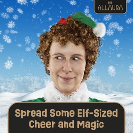 ALLAURA Bad Elf Wig Napoleon Brown Afro Wigs 70s Disco Costume Wigs Hippie Costume | Buddy Elf Costume, Buddy The Elf Wig Elf Disco Wig — Compatible with Napoleon, Marv, Julia, Will, & Vote Pedro Wig