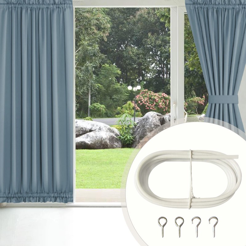 10FT Curtain Wire with 4 Hooks DIY Curtain Rod Picture