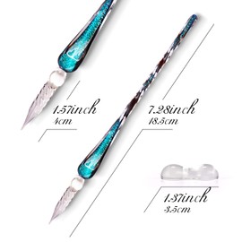 Glass Dip Pen Set,Calligraphy Pen,Crystal Signature Pen for Art, Writing, Signatures -Decoration and Business Gift