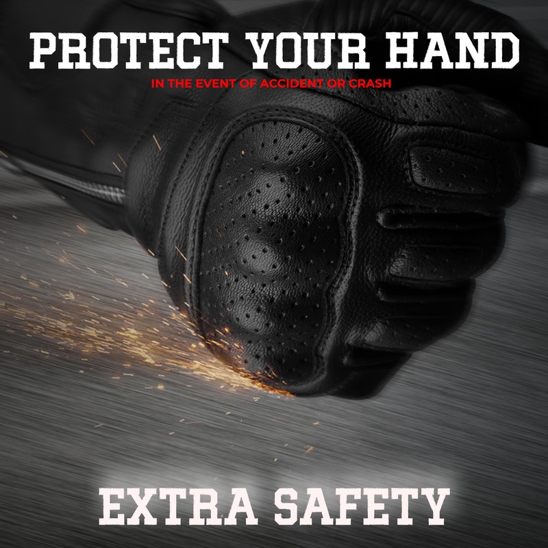 J.A.G. Leather Motorcycle Motorbike Knuckle Protection Powersports Gloves - Motorcycle