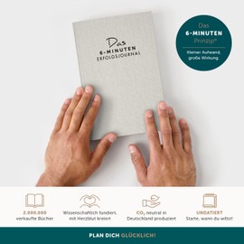The 6-Minute Success Journal, Daily Planner for More Motivation, Self-Reflection & Success, A5 Undated Planner, Achieve Goals More Focused & Relaxed, German Language Version