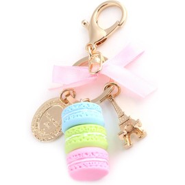 Dpofirs Llavero Rojo de la Torre de Rose Macaron Lindo Encanto para Mujer Bolso Coche Llavero Decoración