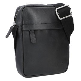 Gusti Karl Men's Leather Shoulder Bag Small Shoulder Bag Everyday Bag Crossbody Leather Vintage Black Leather, black