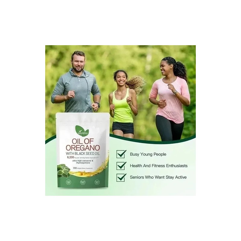 300 Cápsulas Aceite Semilla Negra Aceite Orégano 6200mg