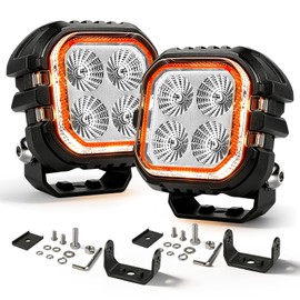 CO LIGHT 3 Inch Flood Beam LED Pods, 150 Wide Angle Offroad Lights, Off-Road Driving Fog Combo Lamp (Amber White Dual Color) 300% Super Bright LED for Tractor Truck Motorcycle Boat ATV UTV